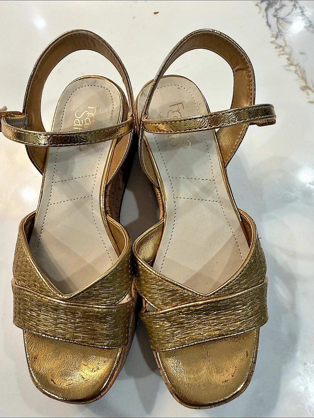 Franco Sarto Gold Wedge Sandals